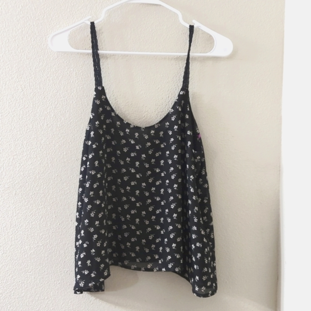 Black floral spaghetti strap